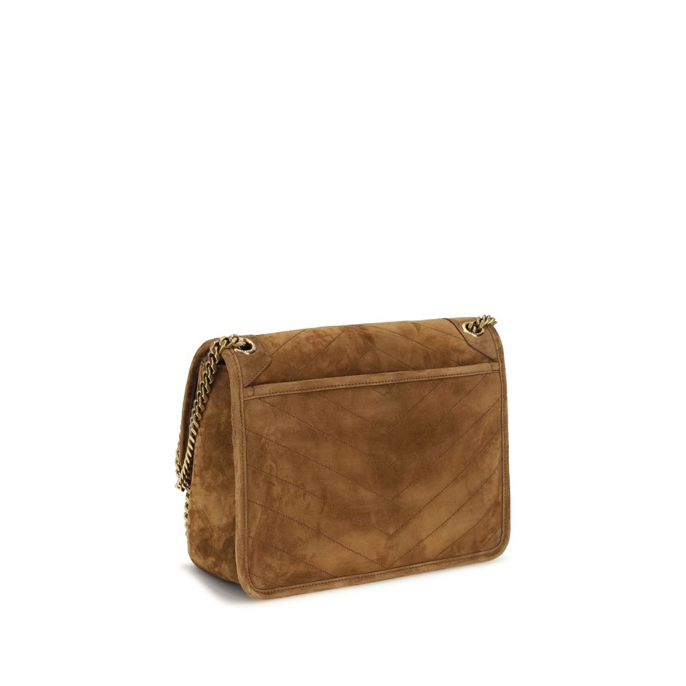 Saint Laurent Brown Suede Leather Shoulder Bag