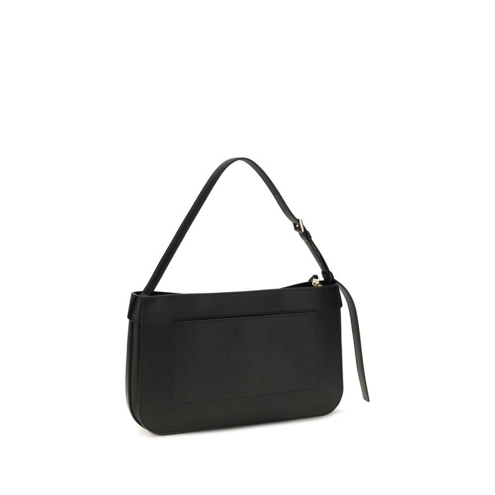 Ferragamo Black Calf Leather Bos Taurus Shoulder Bag