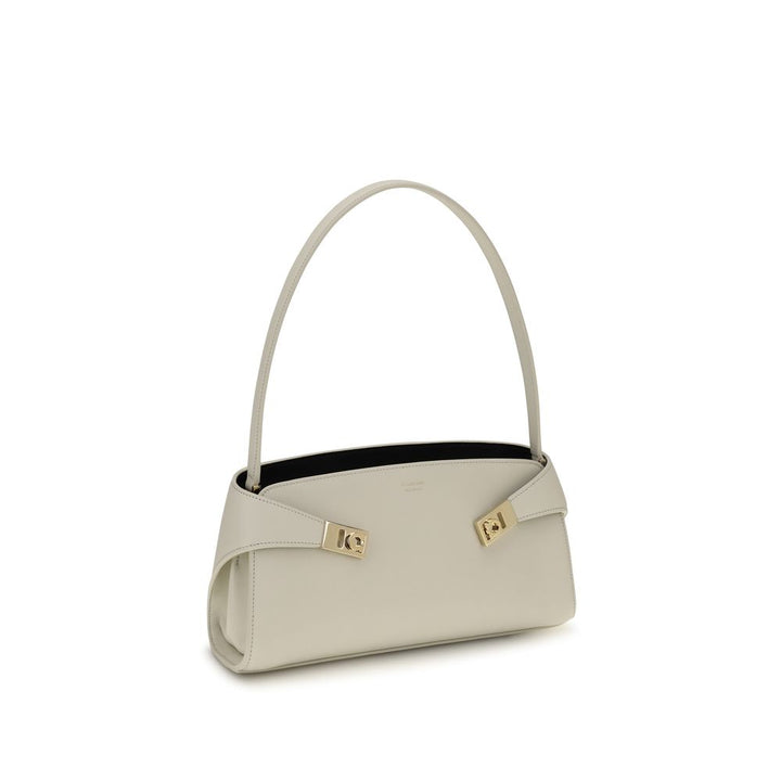 Ferragamo Beige Calf Leather Bos Taurus Shoulder Bag