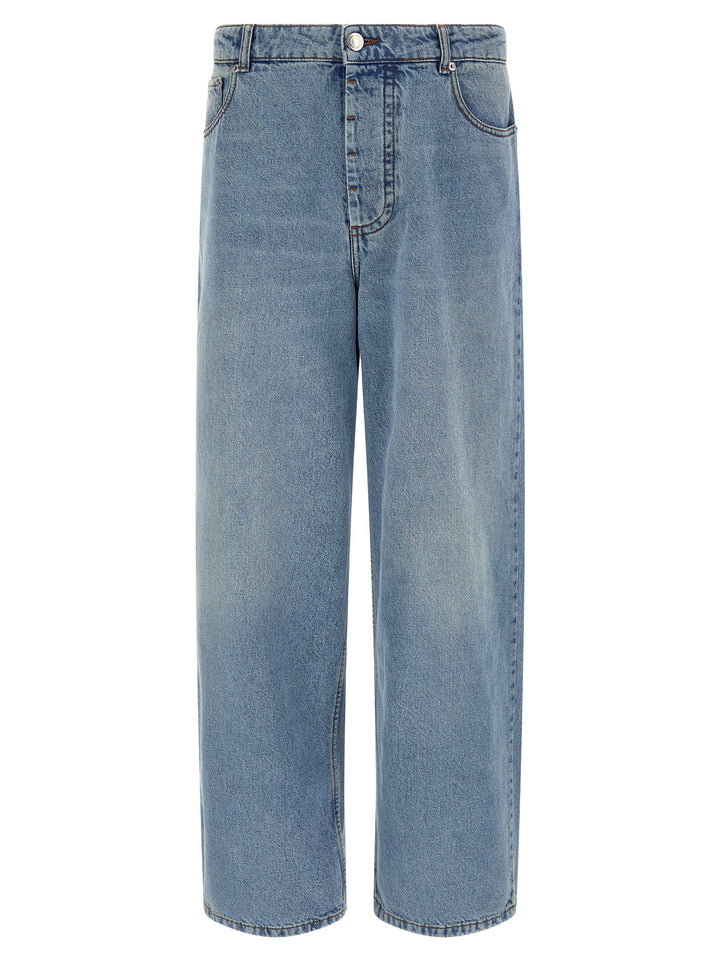 Ami Paris Blue Cotton Relaxed Fit Jeans