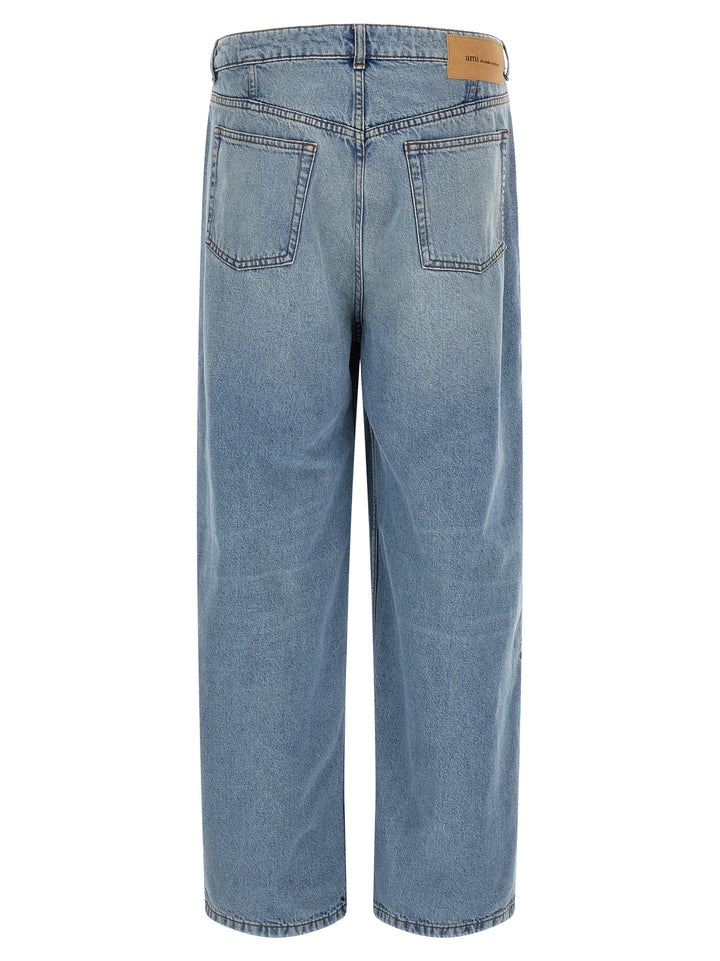 Ami Paris Blue Cotton Relaxed Fit Jeans