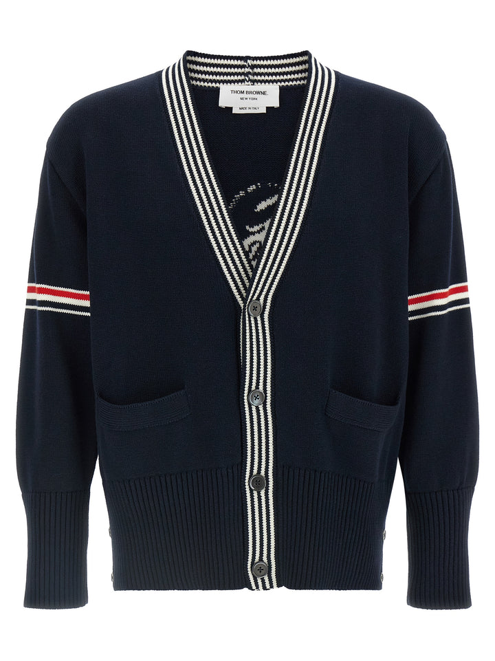 Thom Browne Blue Cotton Cardigan