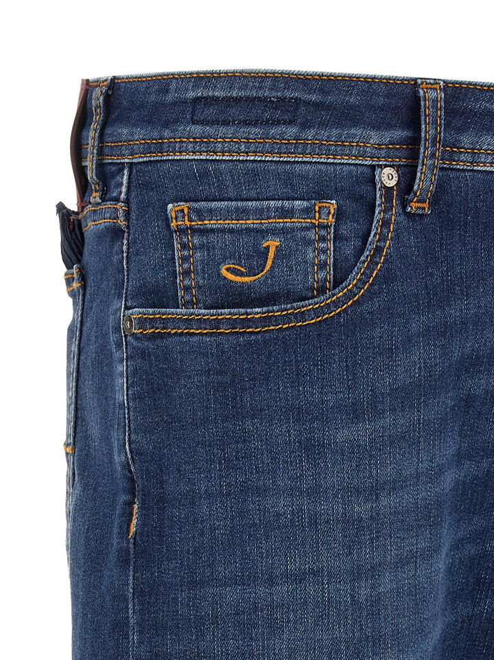 Jacob Cohen Blue Cotton Straight-Leg Jeans