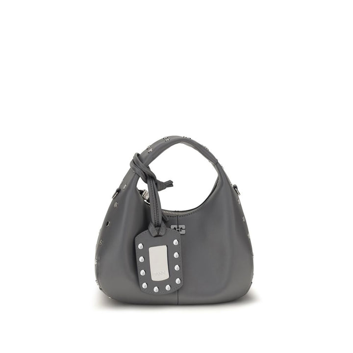 Ganni Gray Leather Shoulder Bag