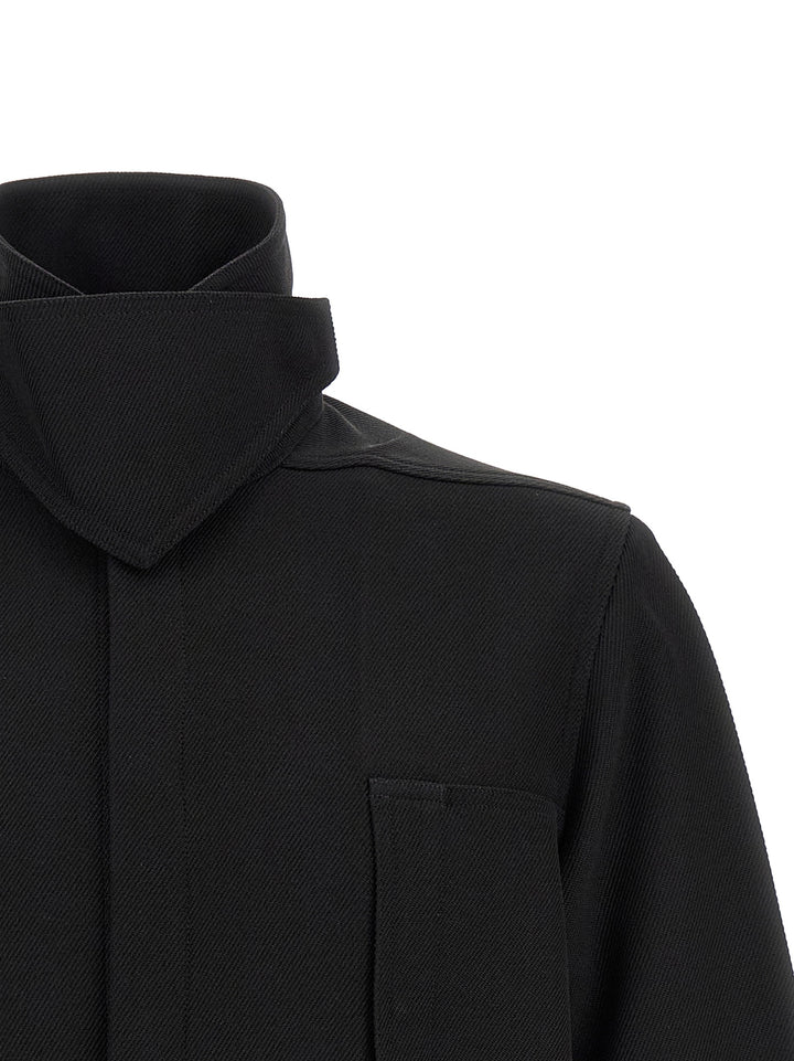 Rick Owens Black Cotton Full-Length Jacket