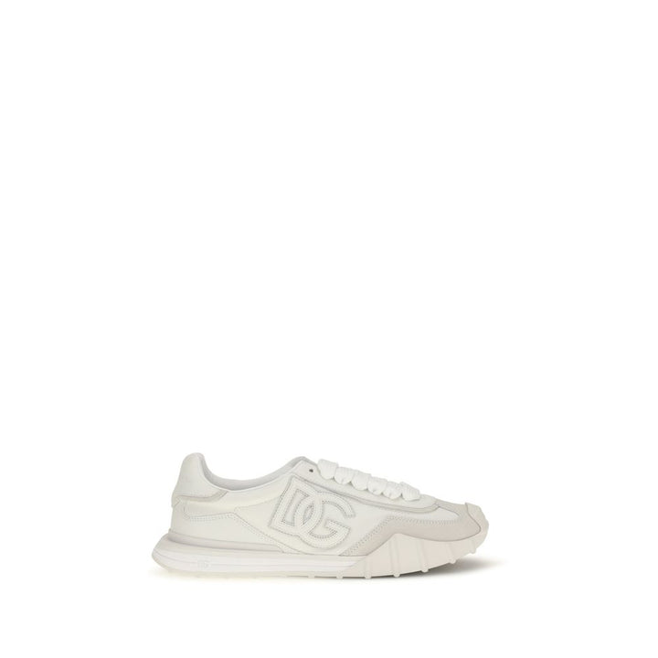Dolce &amp; Gabbana White Calf Leather Bos Taurus Athletic Sneakers