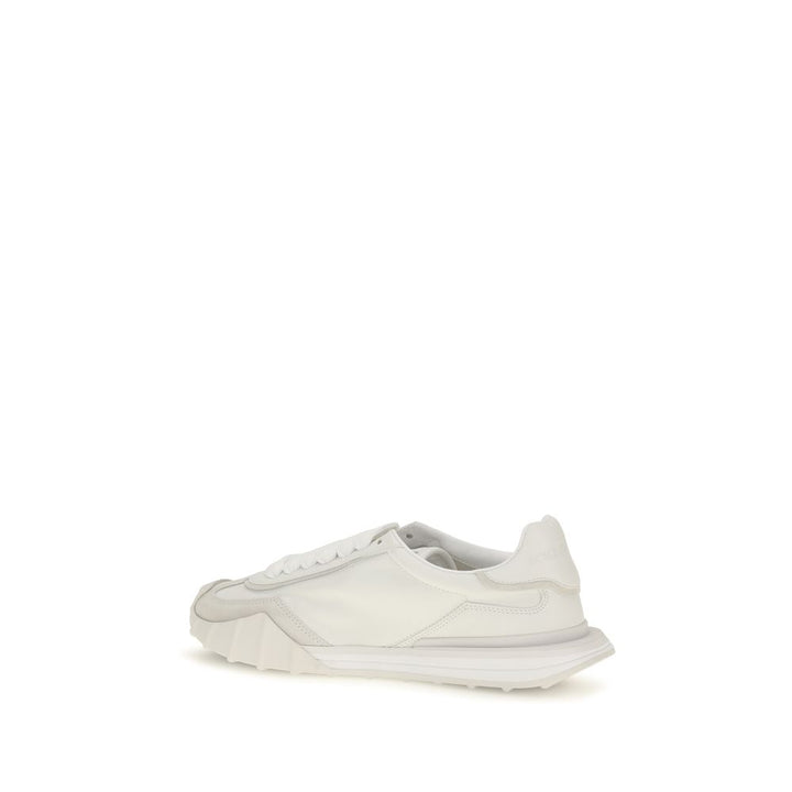 Dolce &amp; Gabbana White Calf Leather Bos Taurus Athletic Sneakers