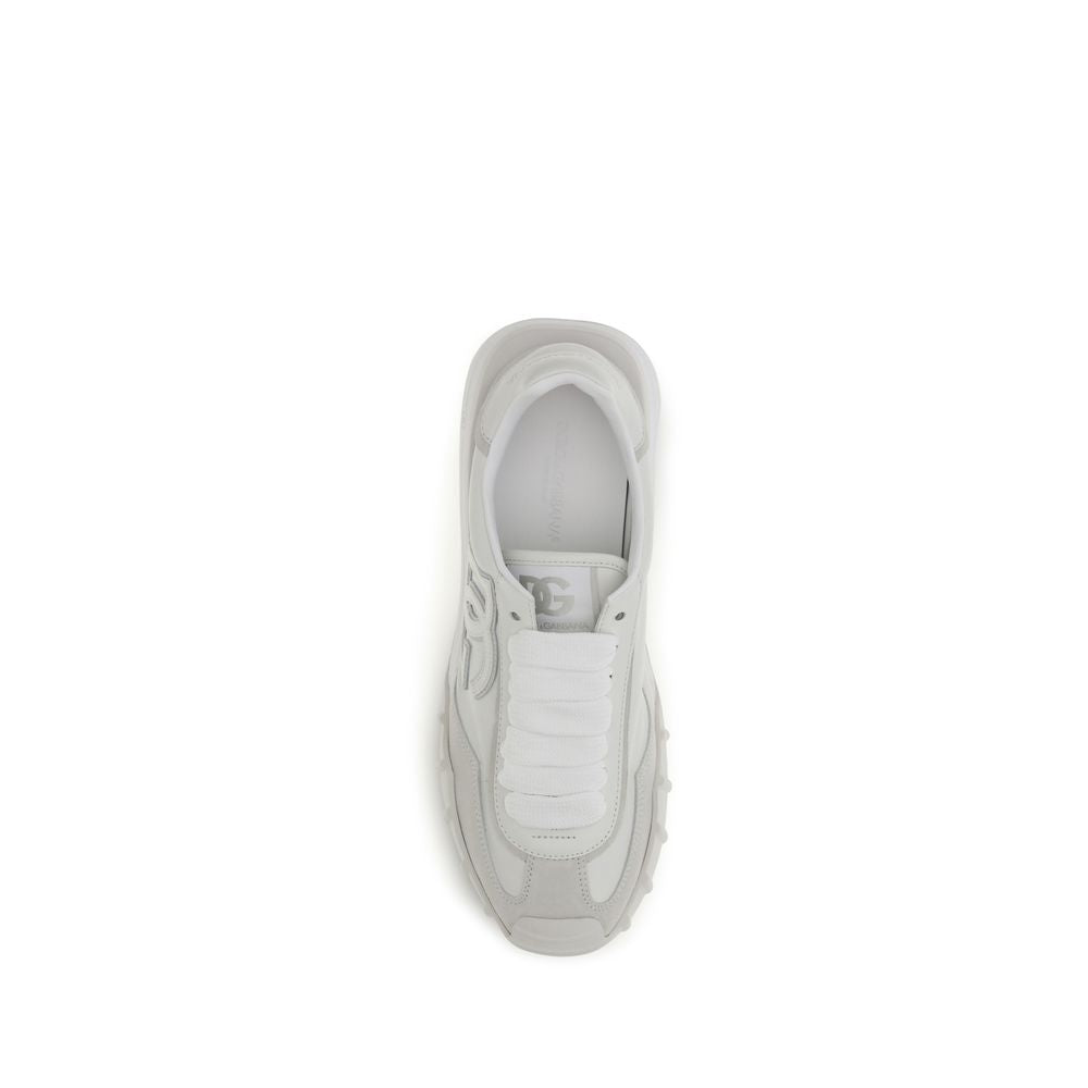 Dolce &amp; Gabbana White Calf Leather Bos Taurus Athletic Sneakers