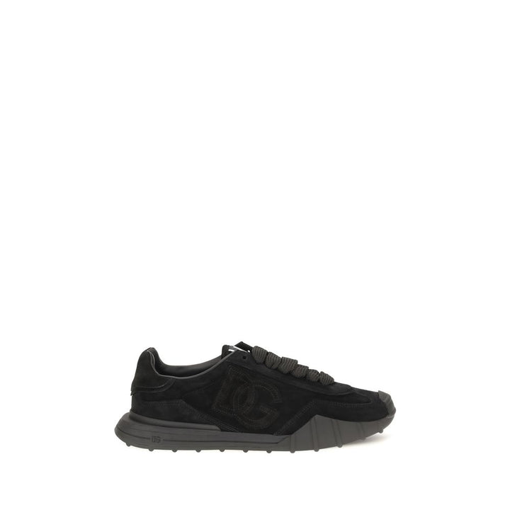 Dolce &amp; Gabbana Black Calf Leather Bos Taurus Athletic Sneakers
