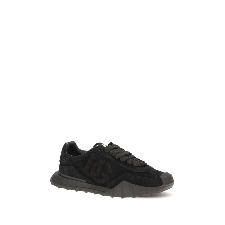Dolce &amp; Gabbana Black Calf Leather Bos Taurus Athletic Sneakers