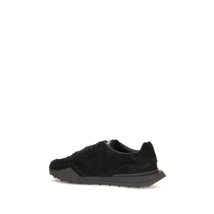 Dolce &amp; Gabbana Black Calf Leather Bos Taurus Athletic Sneakers