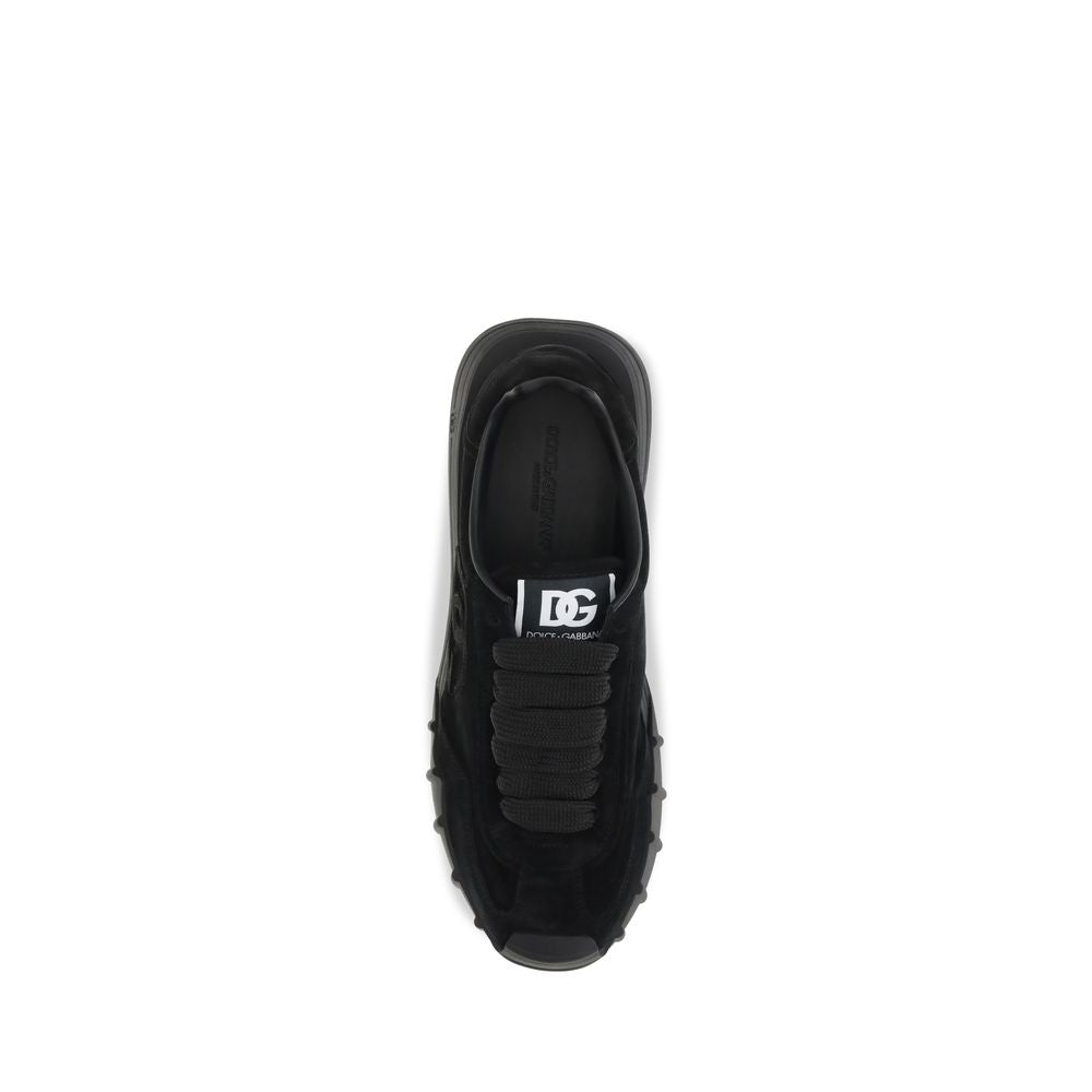 Dolce &amp; Gabbana Black Calf Leather Bos Taurus Athletic Sneakers