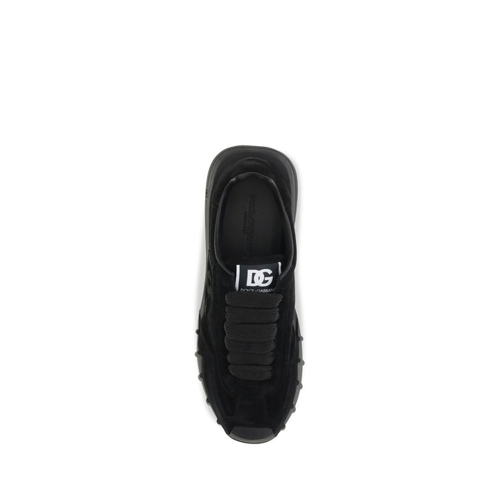 Dolce &amp; Gabbana Black Calf Leather Bos Taurus Athletic Sneakers