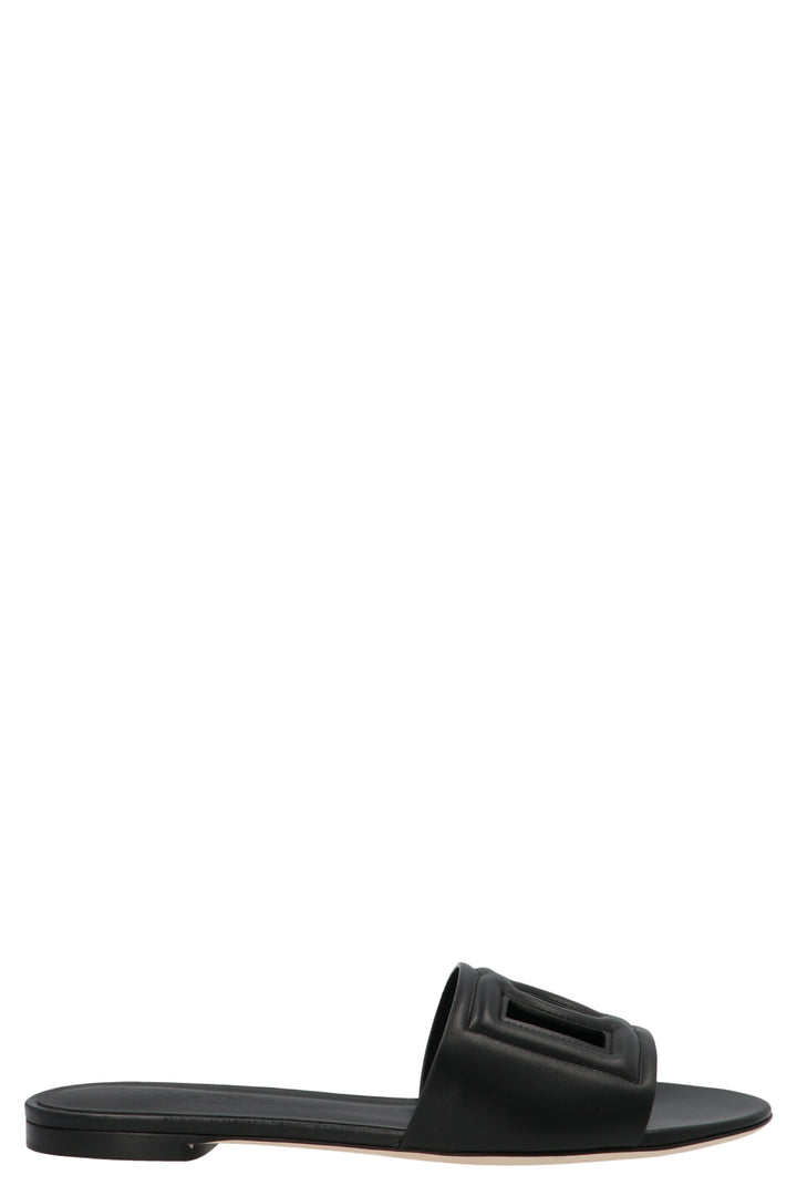 Dolce &amp; Gabbana Black Calfskin Slides