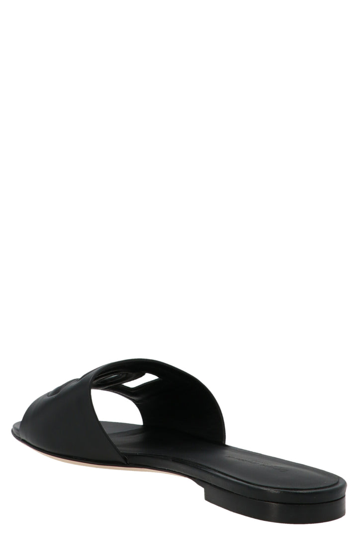 Dolce &amp; Gabbana Black Calfskin Slides