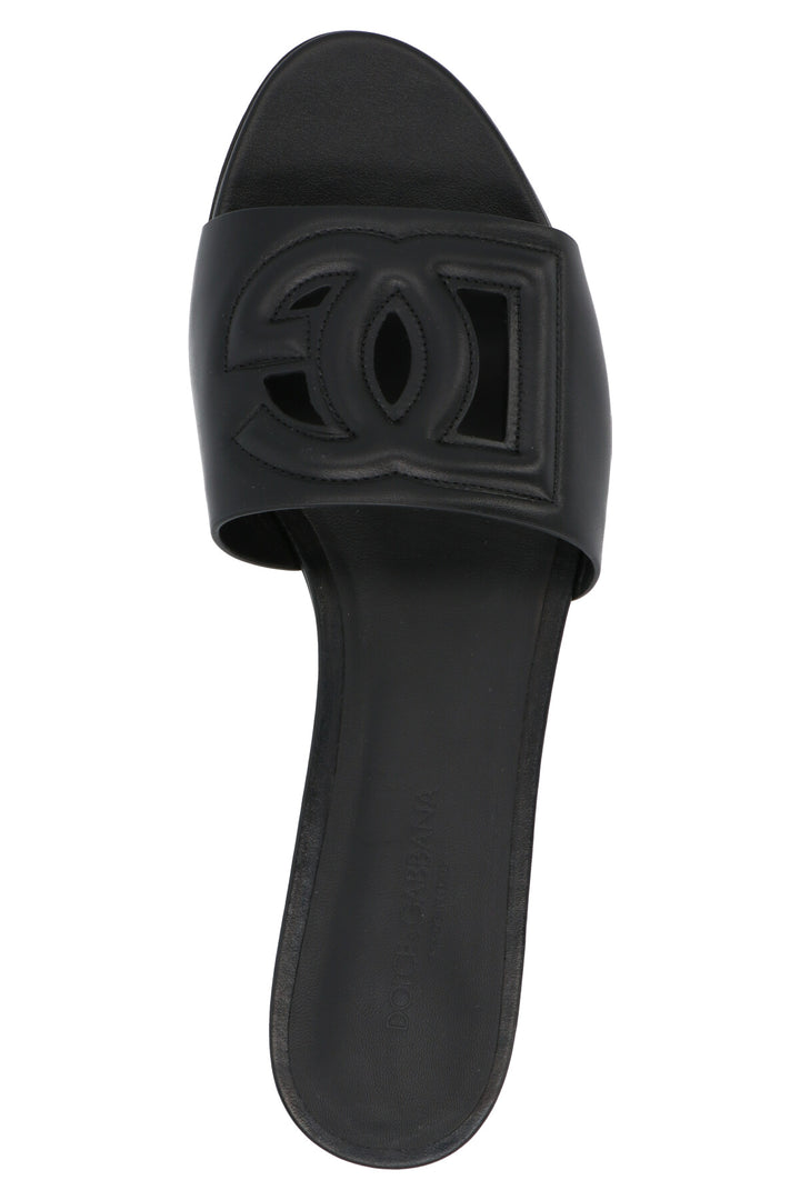 Dolce &amp; Gabbana Black Calfskin Slides