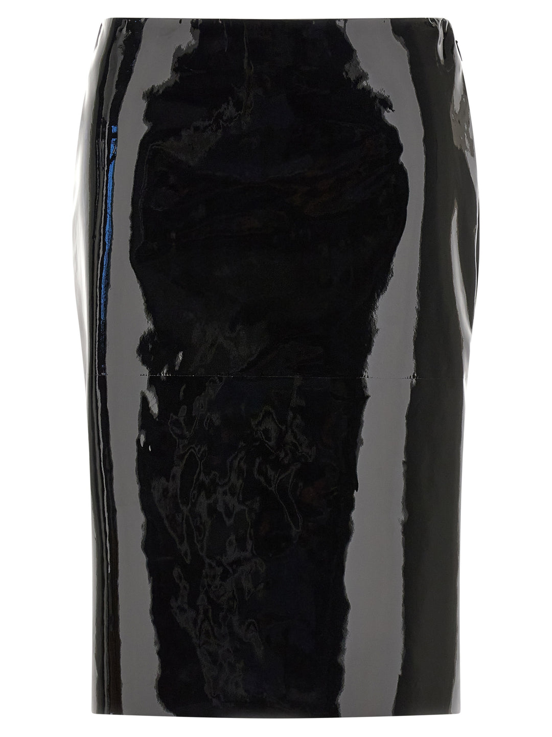 Ferragamo Black Lamb Leather Midi Skirt