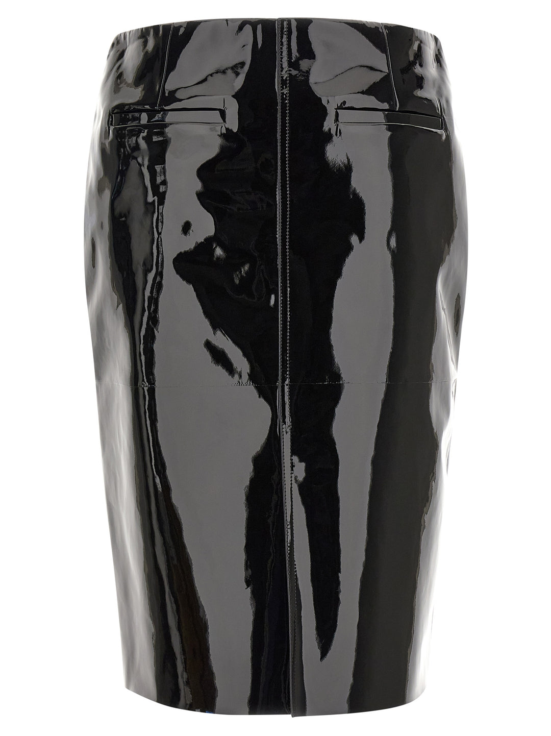 Ferragamo Black Lamb Leather Midi Skirt