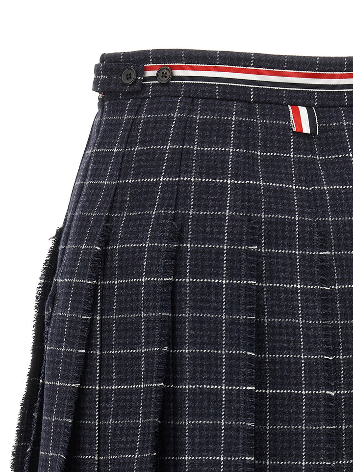 Thom Browne Blue Wool Long Skirt