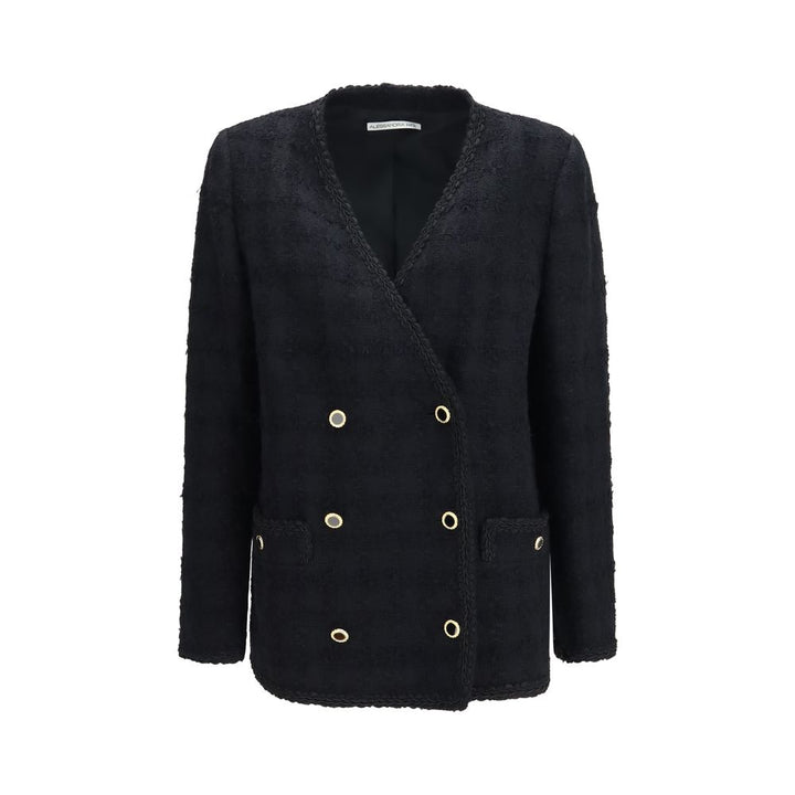 Alessandra Rich Black Cotton Full-Length Jacket