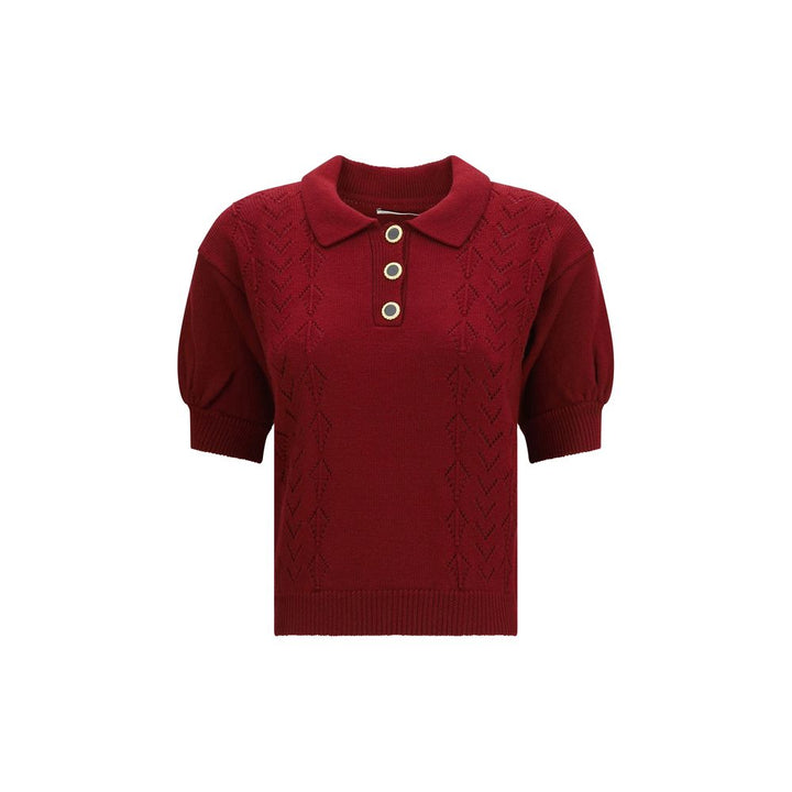 Alessandra Rich Bordeaux Wool Oves Aries Shortsleeve Shirt