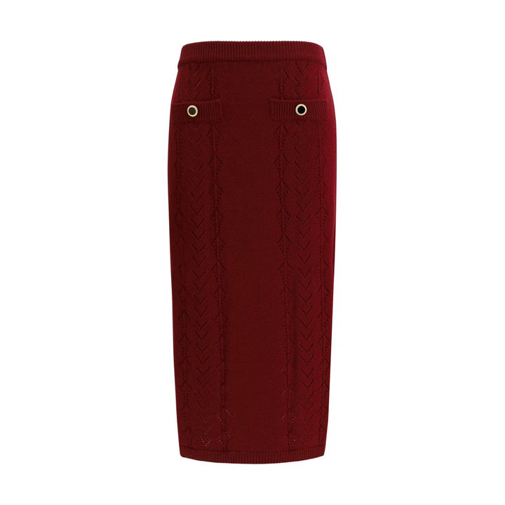 Alessandra Rich Bordeaux Wool Oves Aries Midi Skirt