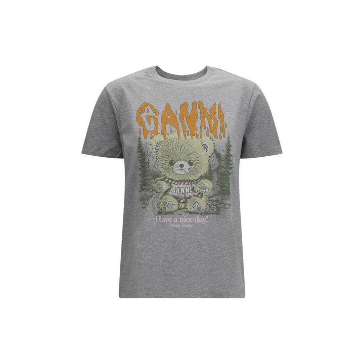 Ganni Gray Cotton T-Shirt