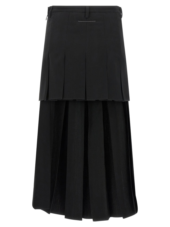 MM6 Maison Margiela Black Polyester Midi Skirt