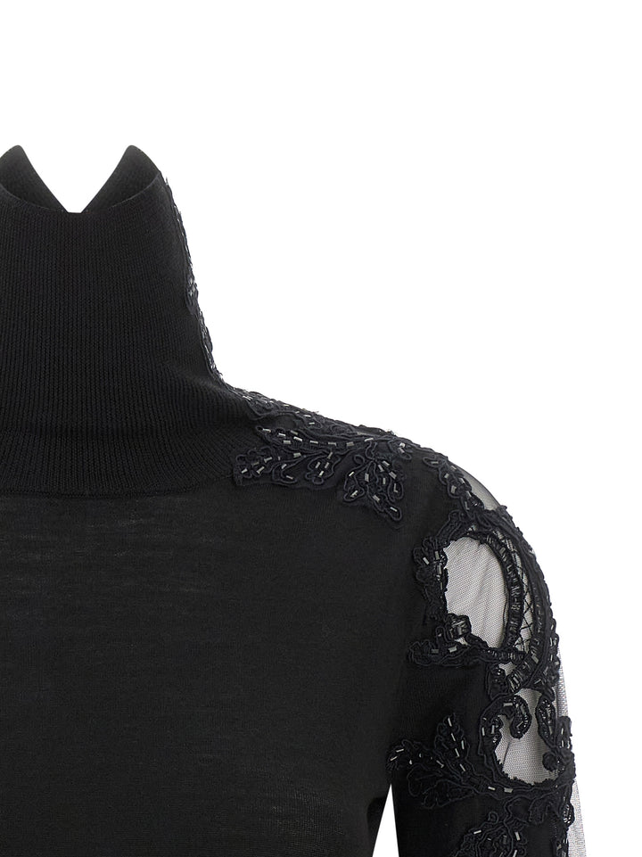 Ermanno Scervino Black Virgin Wool Cardigan
