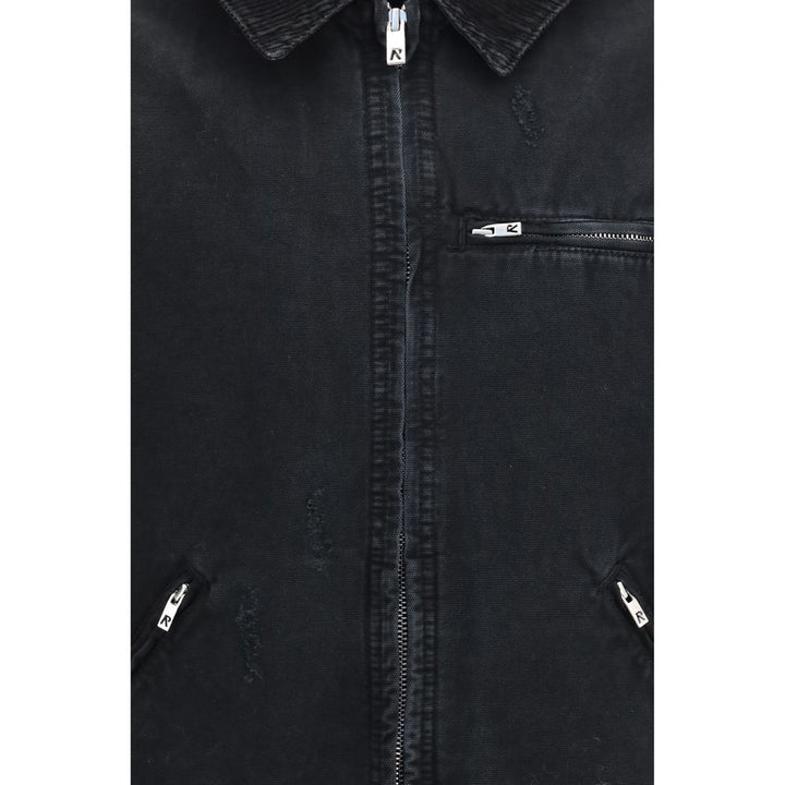 Represent Black Cotton Full-Length Jacket