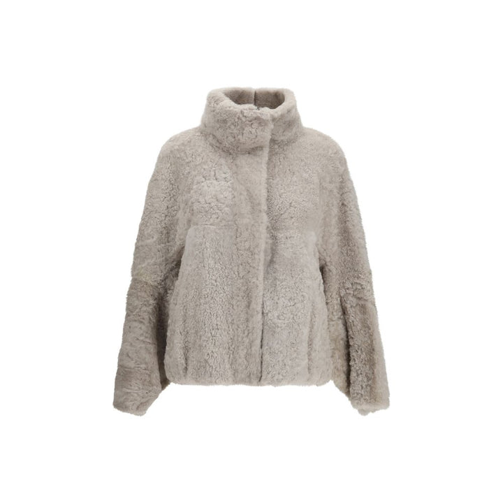 Brunello Cucinelli Gray Faux Fur Full-Length Jacket