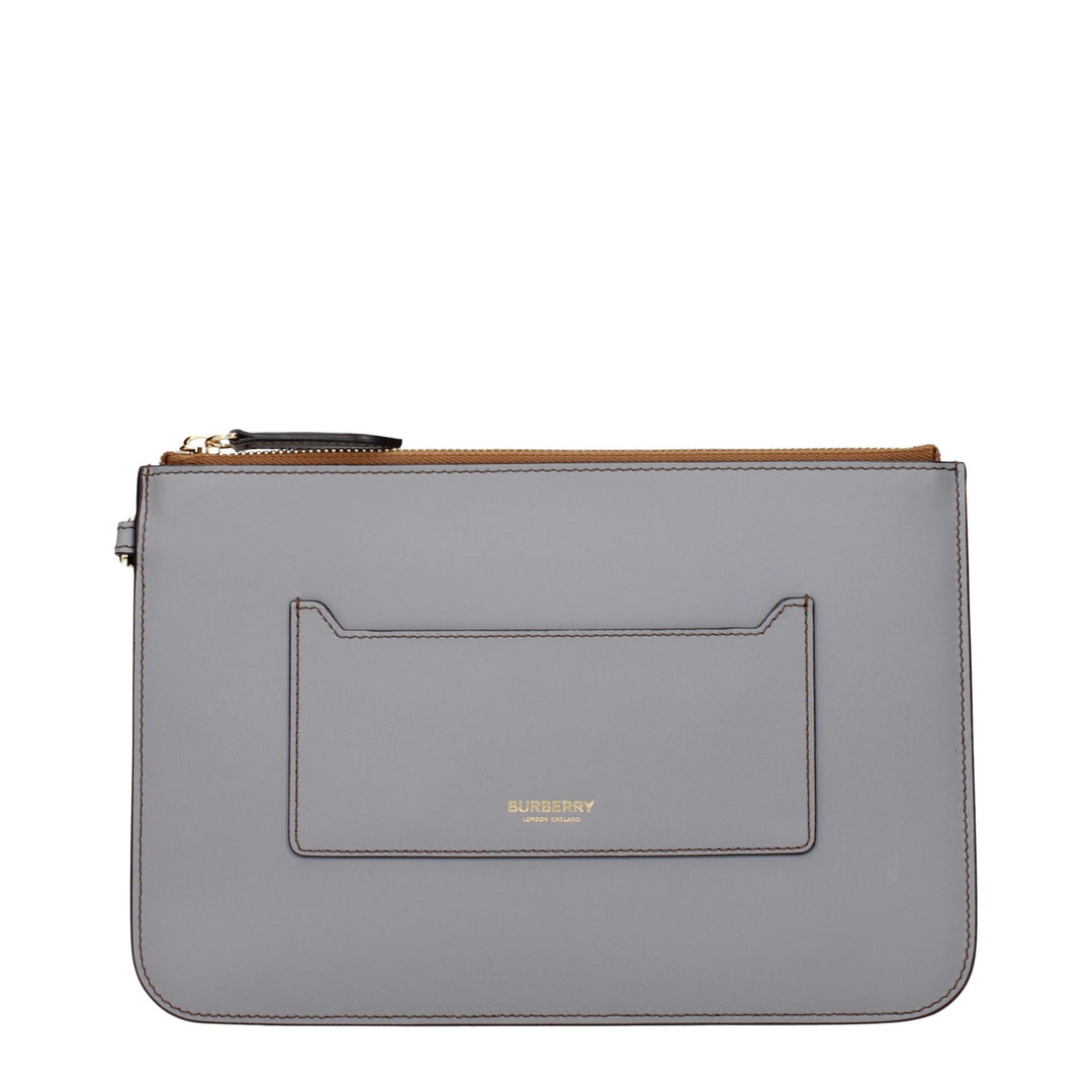 Burberry Gray Leather Clutch Bag