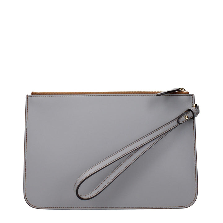 Burberry Gray Leather Clutch Bag