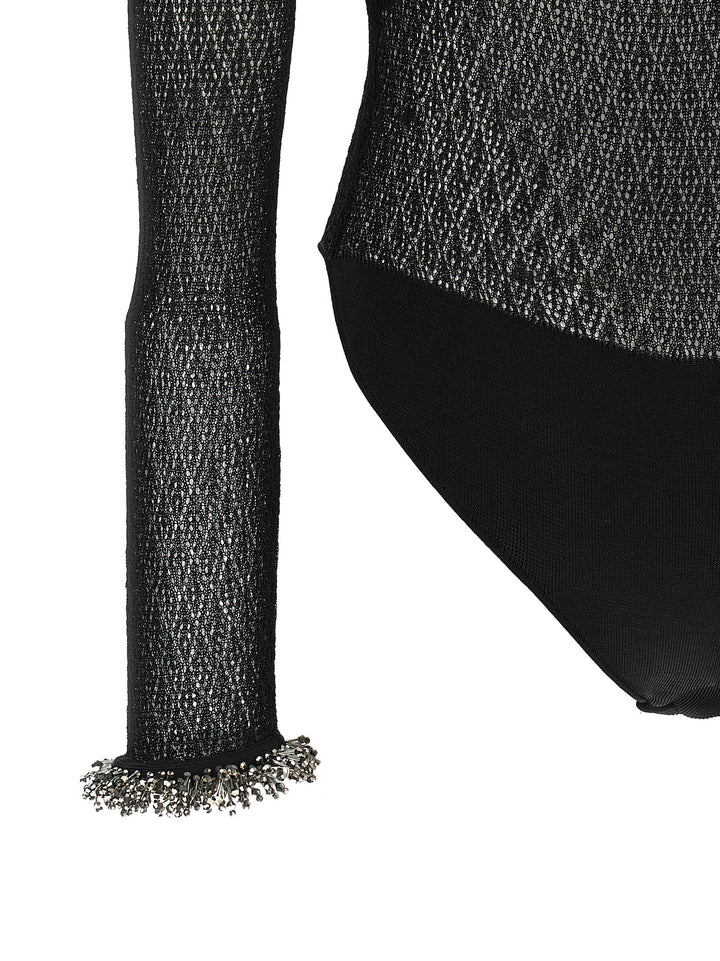 Self-Portrait Black Viscose Tank Tops