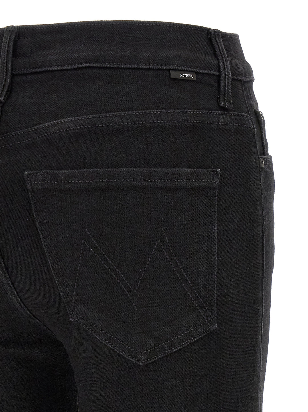 Mother Denim Black Cotton Flared Jeans