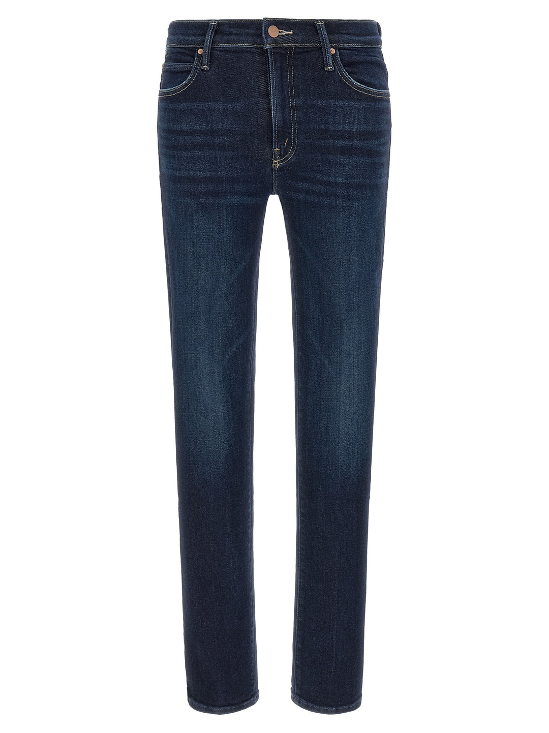Mother Denim Blue Cotton Straight-Leg Jeans