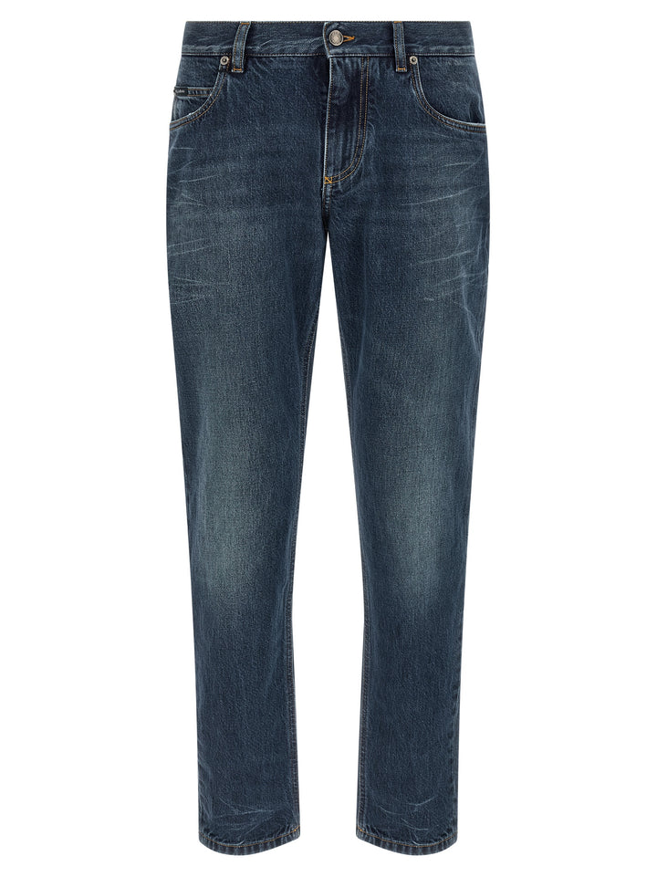 Dolce &amp; Gabbana Blue Cotton Straight-Leg Jeans