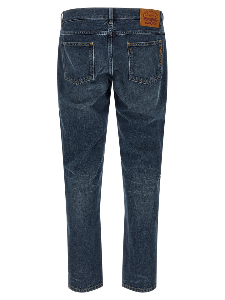 Dolce &amp; Gabbana Blue Cotton Straight-Leg Jeans