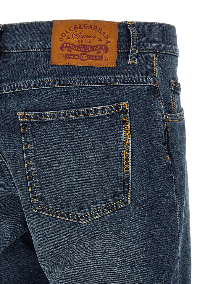 Dolce &amp; Gabbana Blue Cotton Straight-Leg Jeans