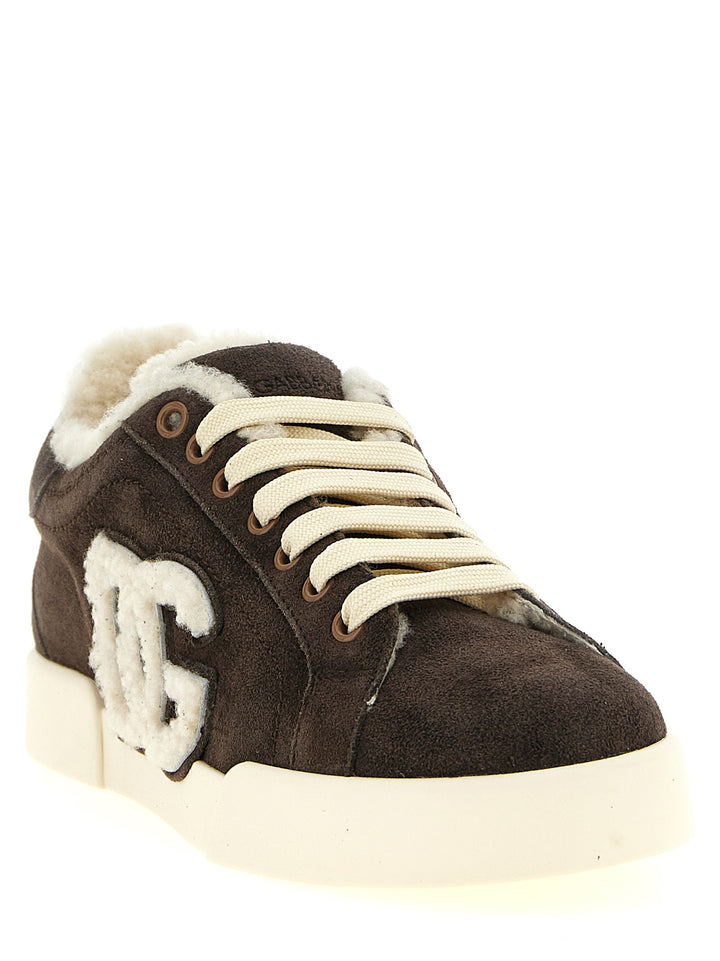 Dolce &amp; Gabbana Brown Calfskin Low Top Sneakers
