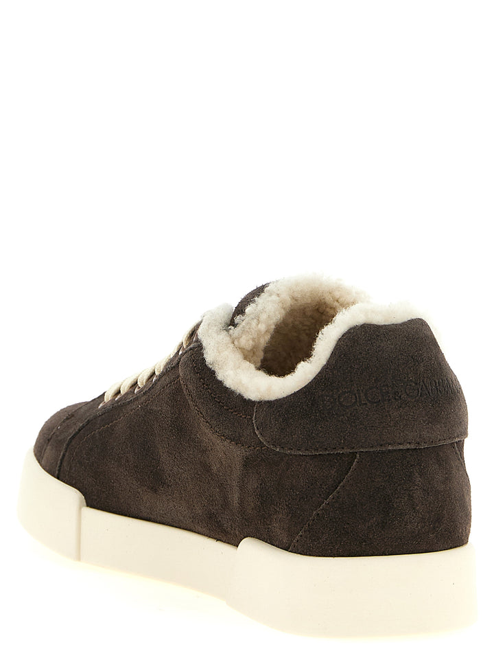 Dolce &amp; Gabbana Brown Calfskin Low Top Sneakers