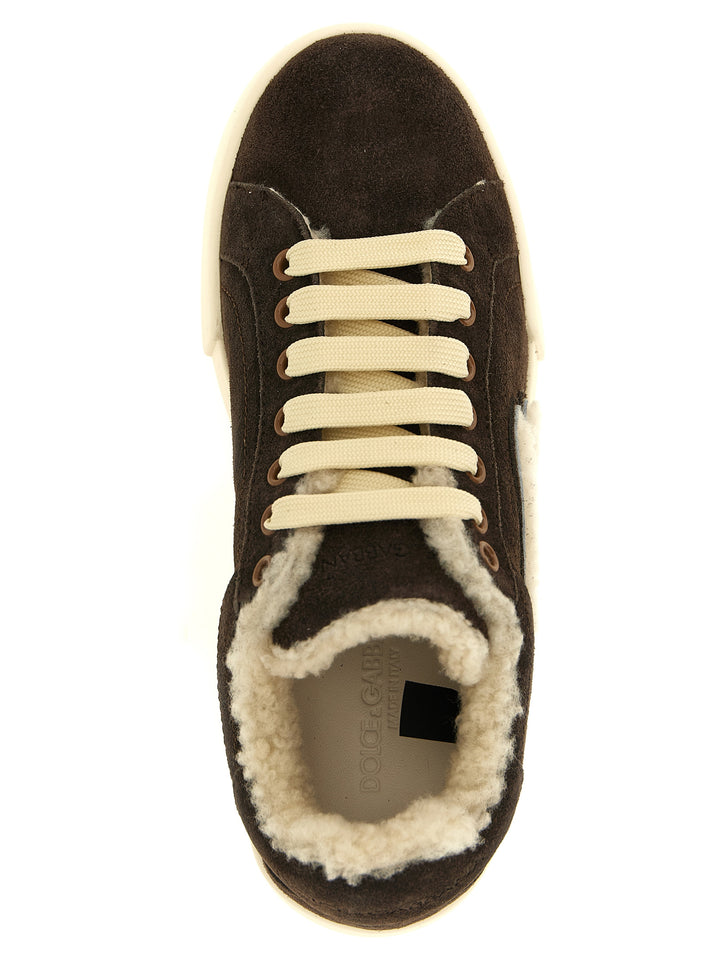 Dolce &amp; Gabbana Brown Calfskin Low Top Sneakers