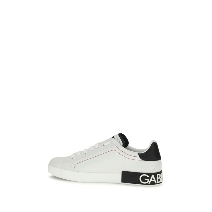 Dolce &amp; Gabbana White Calf Leather Bos Taurus Low Top Sneakers