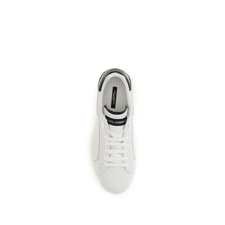 Dolce &amp; Gabbana White Calf Leather Bos Taurus Low Top Sneakers