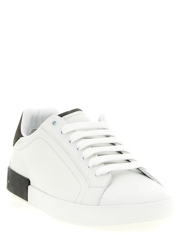 Dolce &amp; Gabbana White Calfskin Low Top Sneakers