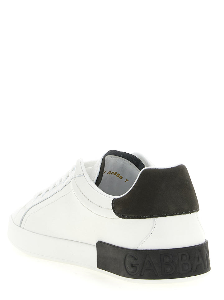 Dolce &amp; Gabbana White Calfskin Low Top Sneakers