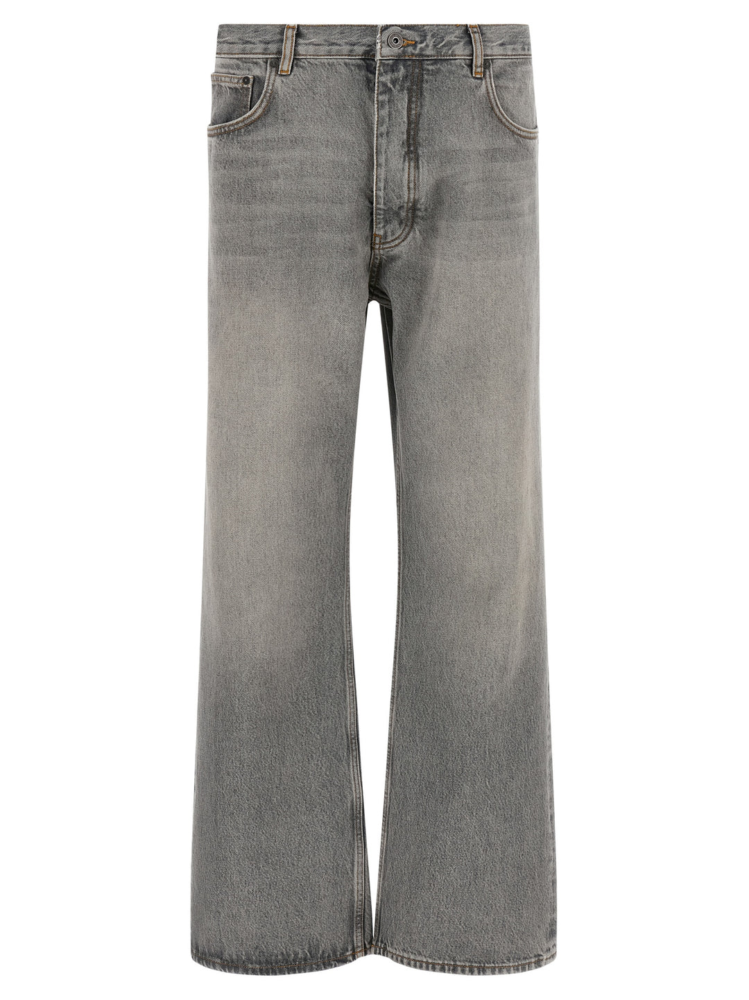 Off-White Gray Cotton Relaxed Fit Jeans