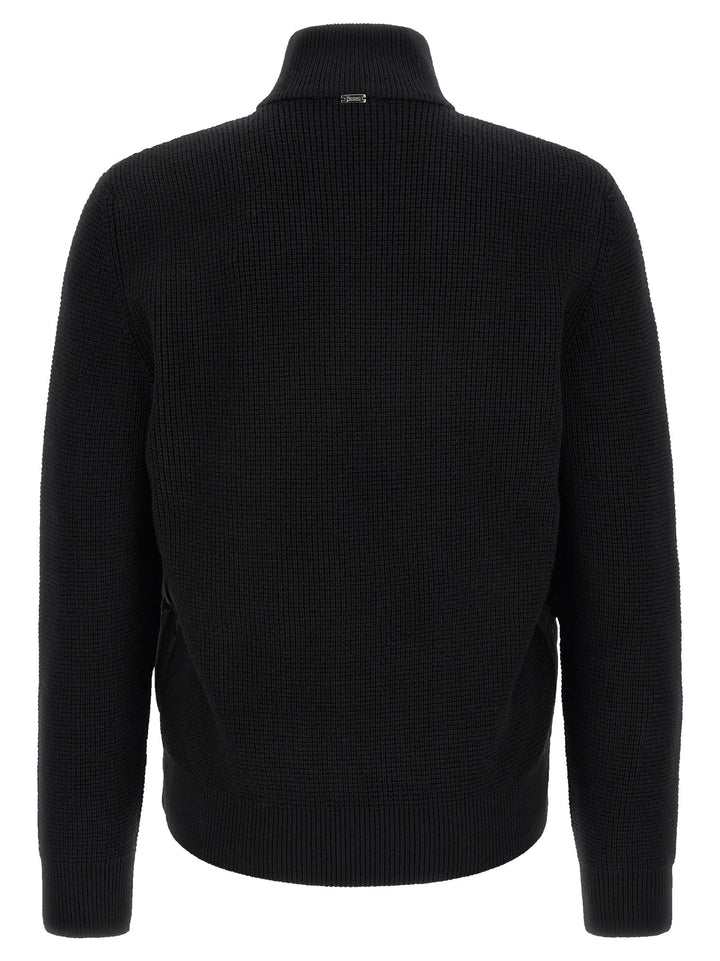 Herno Black Wool Full-Length Jacket