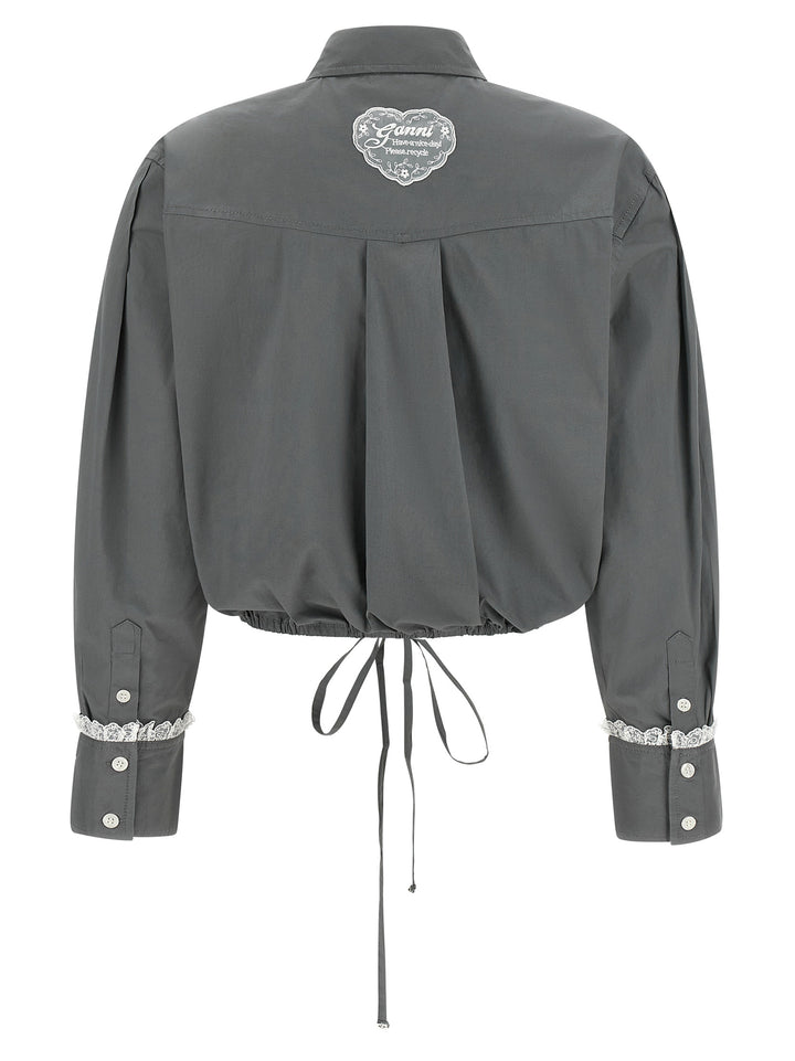 Ganni Gray Cotton Blouse