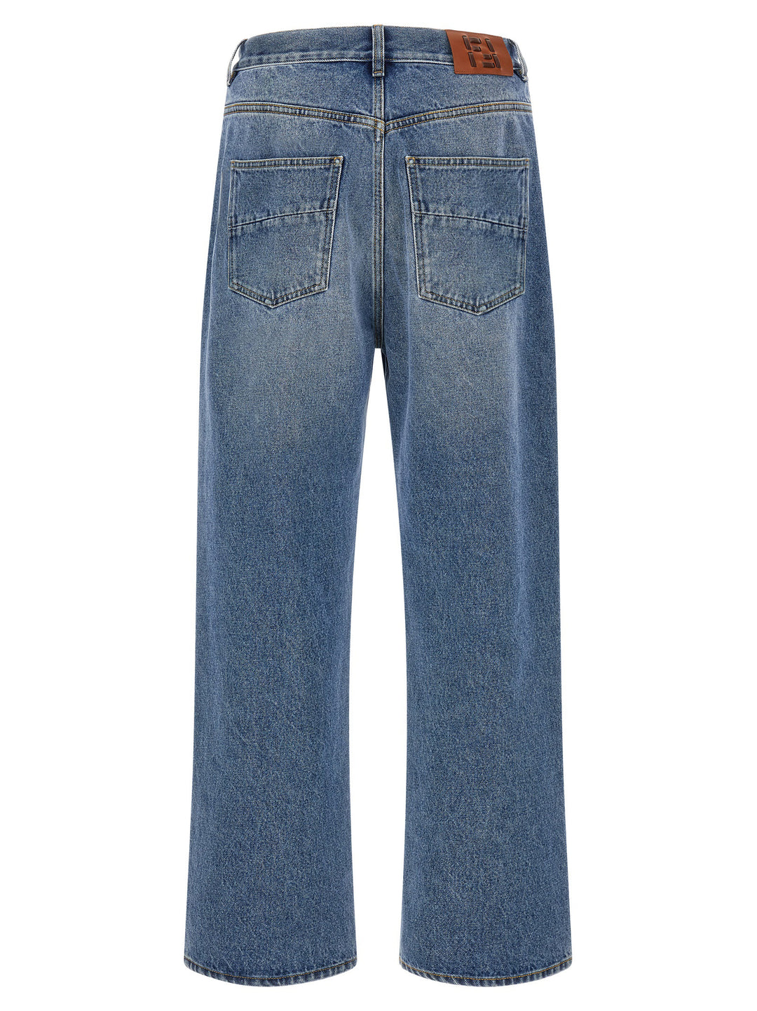 Fendi Blue Cotton Relaxed Fit Jeans